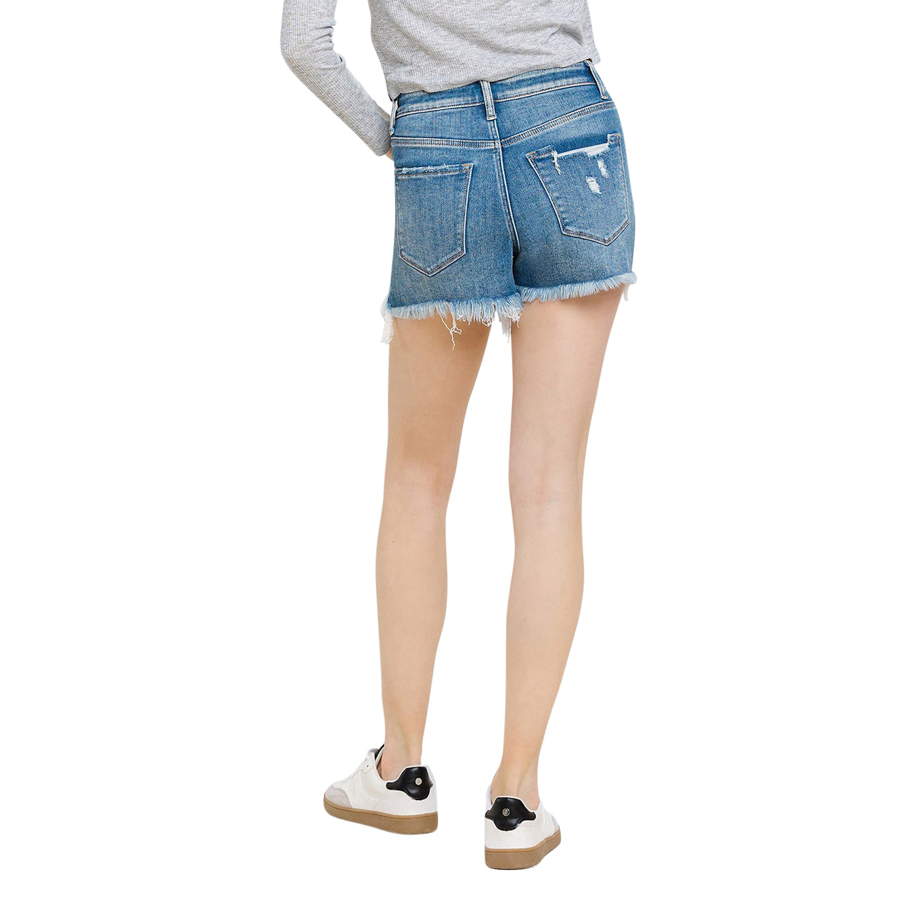 High Rise Distressed Denim Short - Denny's