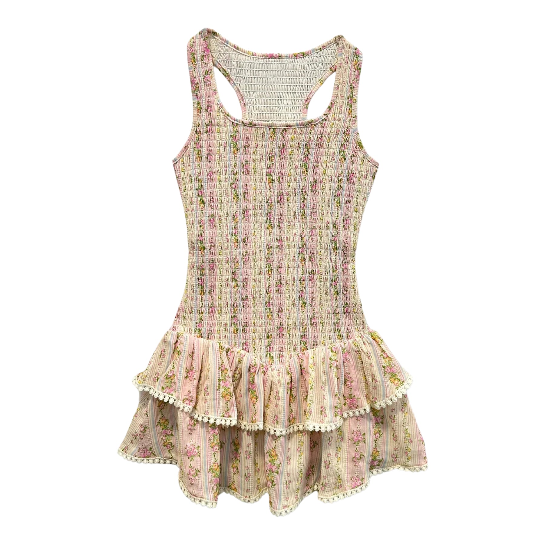 Vallie Shabby Floral Stripe Tank Dress - Denny's