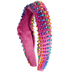 Rainbow Beaded Velvet Knot Headband - Denny's