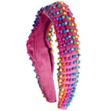 Rainbow Beaded Velvet Knot Headband - Denny's
