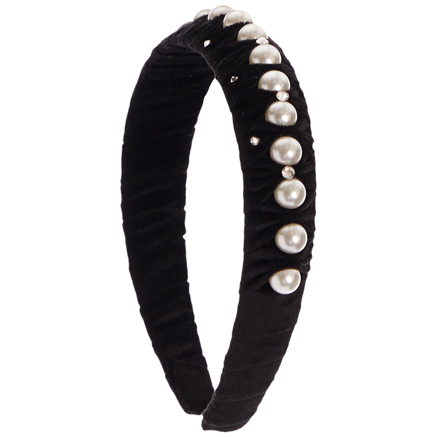 Velvet Scrunch Pearl Headband - Denny's