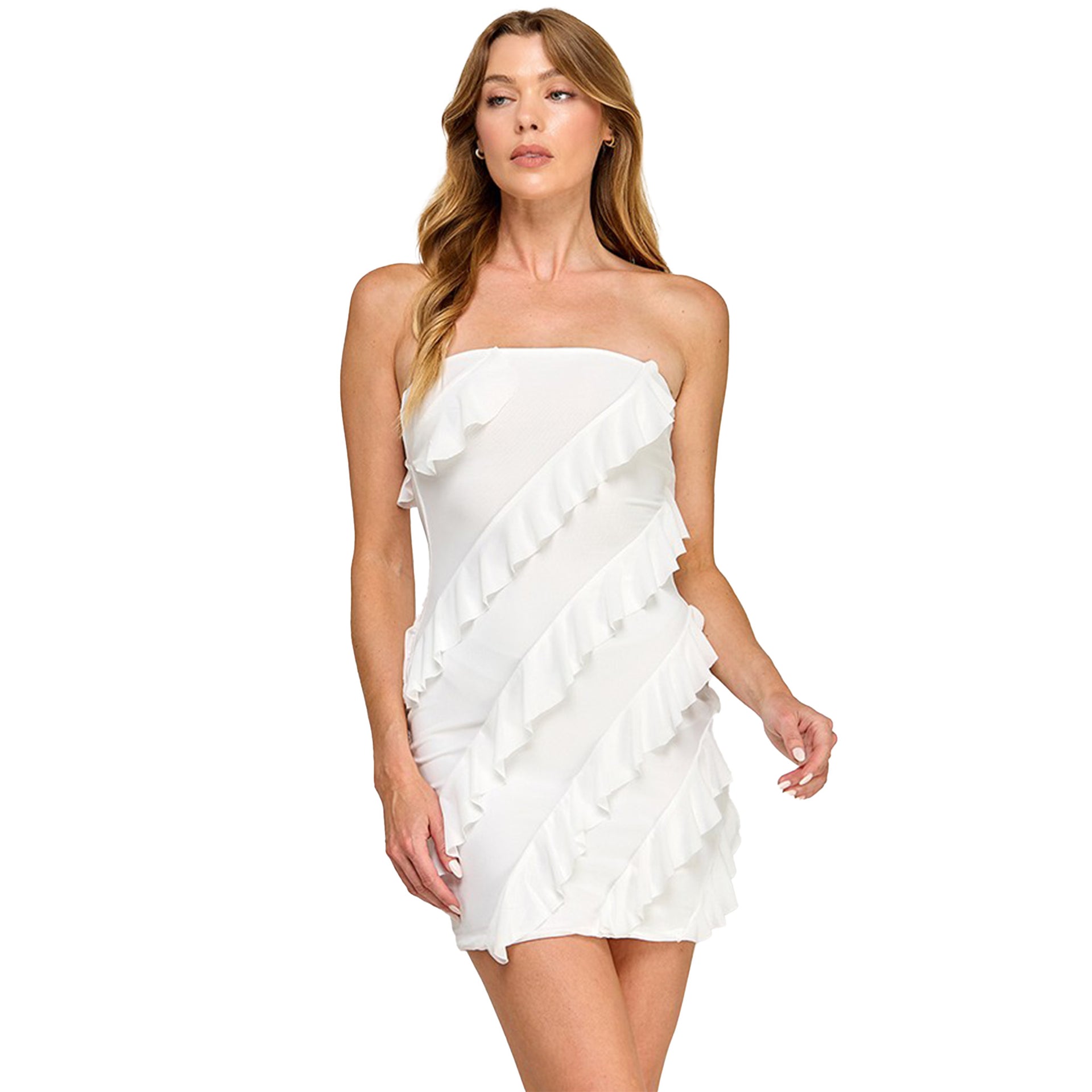 Ruffle Tube Mini Dress