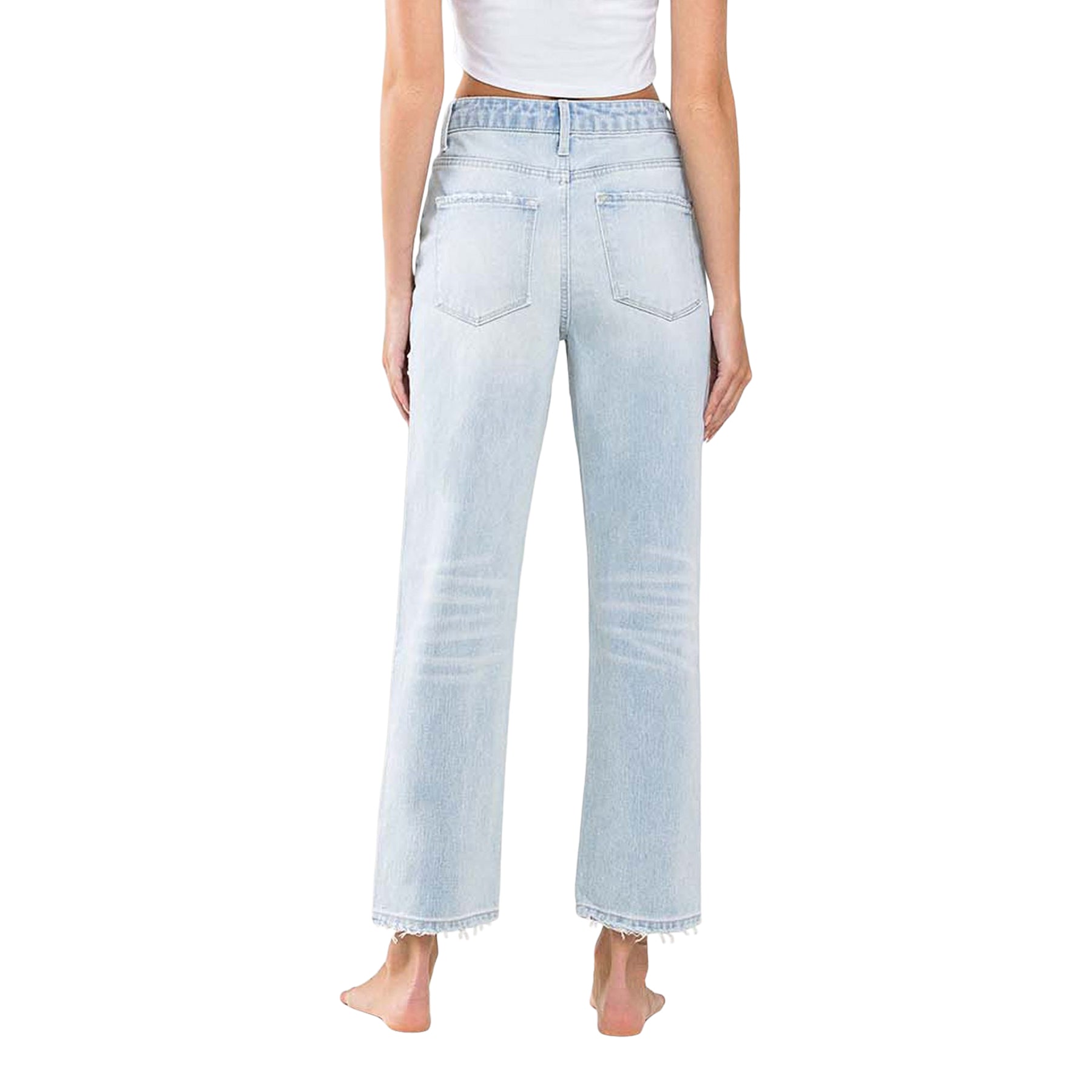 High Rise Distressed Crop Straight Jean - Denny's