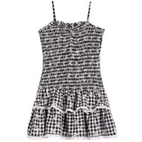 Gingham Smock Dress With Allover Bows