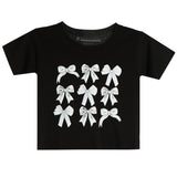 Short Sleeve Tee With Allover White Bows - Denny's