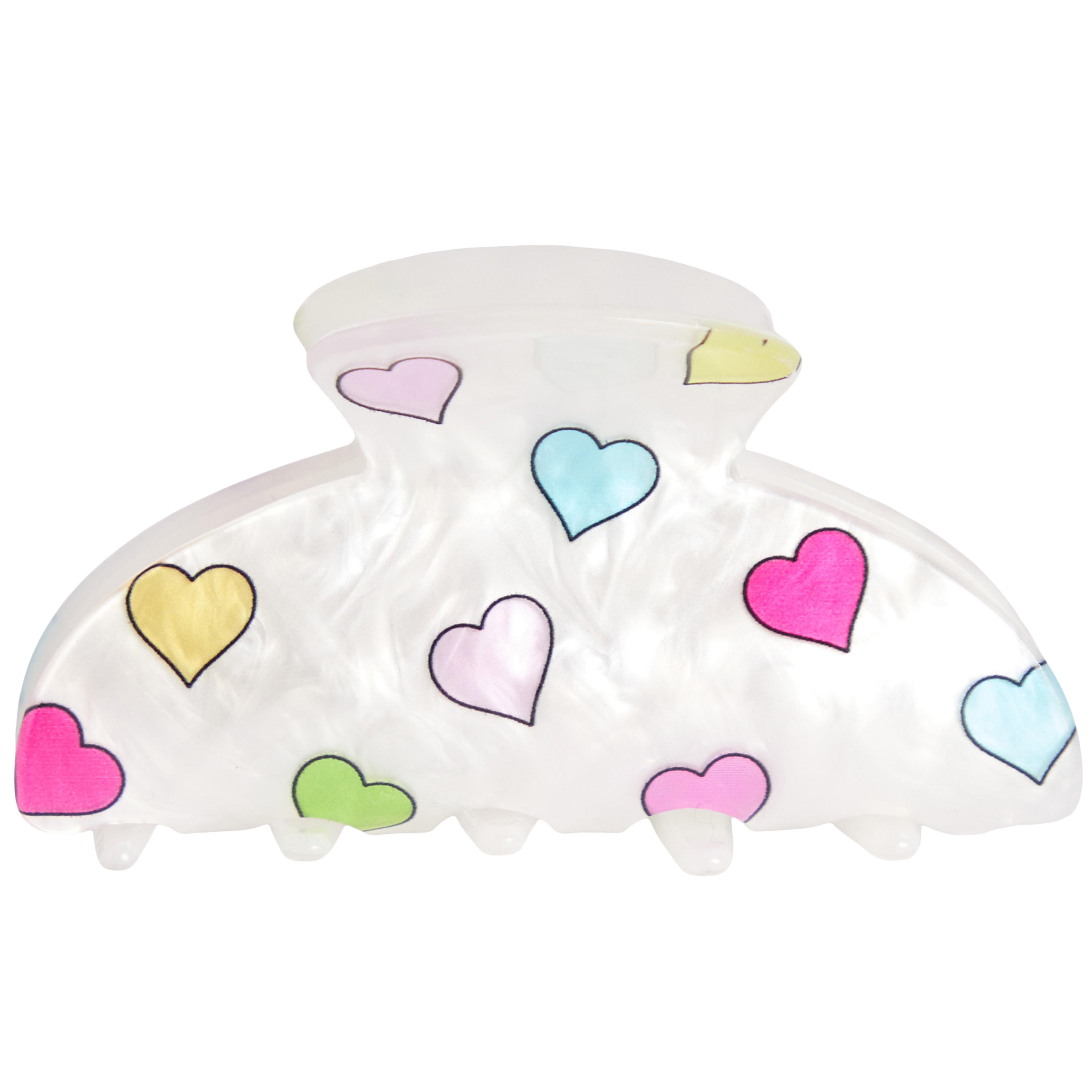 White Rainbow Heart Claw Clip - Denny's