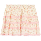 Floral Mini Skirt W/ Pink Lace