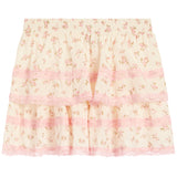 Floral Mini Skirt W/ Pink Lace