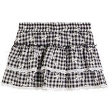 Gingham Skirt With White Eyelet Trim