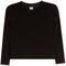 A black long-sleeve crewneck knit top, shown flat against a plain white background.