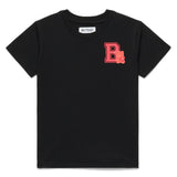 Black t-shirt with a red 'B' logo and gummy bear graphic on a white background