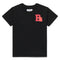 Black t-shirt with a red 'B' logo and gummy bear graphic on a white background