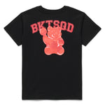 Black t-shirt with a red gummy bear graphic and 'BKTSQD' text on a white background