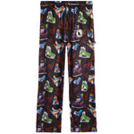 Black pants with an all-over colorful ice skates printed, featuring a white circular logo patch on the left thigh.