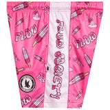 Pink and white flow socks with a popsicle and script pattern, featuring the text 'Flow Society' and a circular logo patch.
