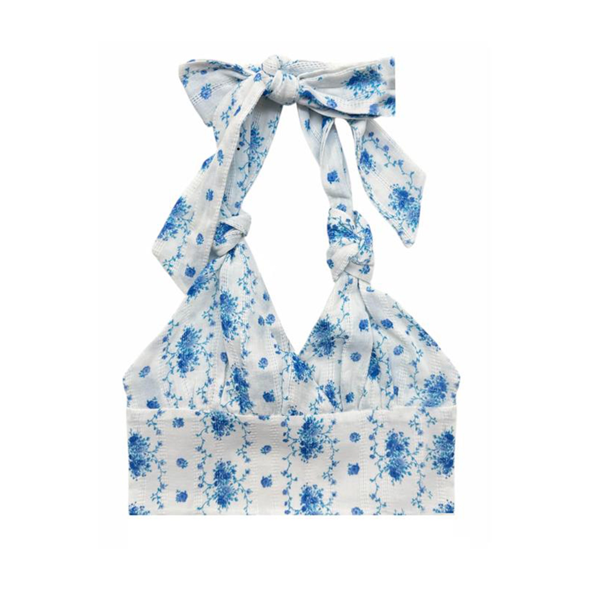 Yvonne Santorini Stripe Floral Halter Top - Denny's