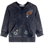 Football Patches Zip Hoodie - Denny's