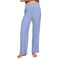 Light blue ribbed knit lounge pants with a wide elastic waistband and wide legs, shown on a model against a white background.