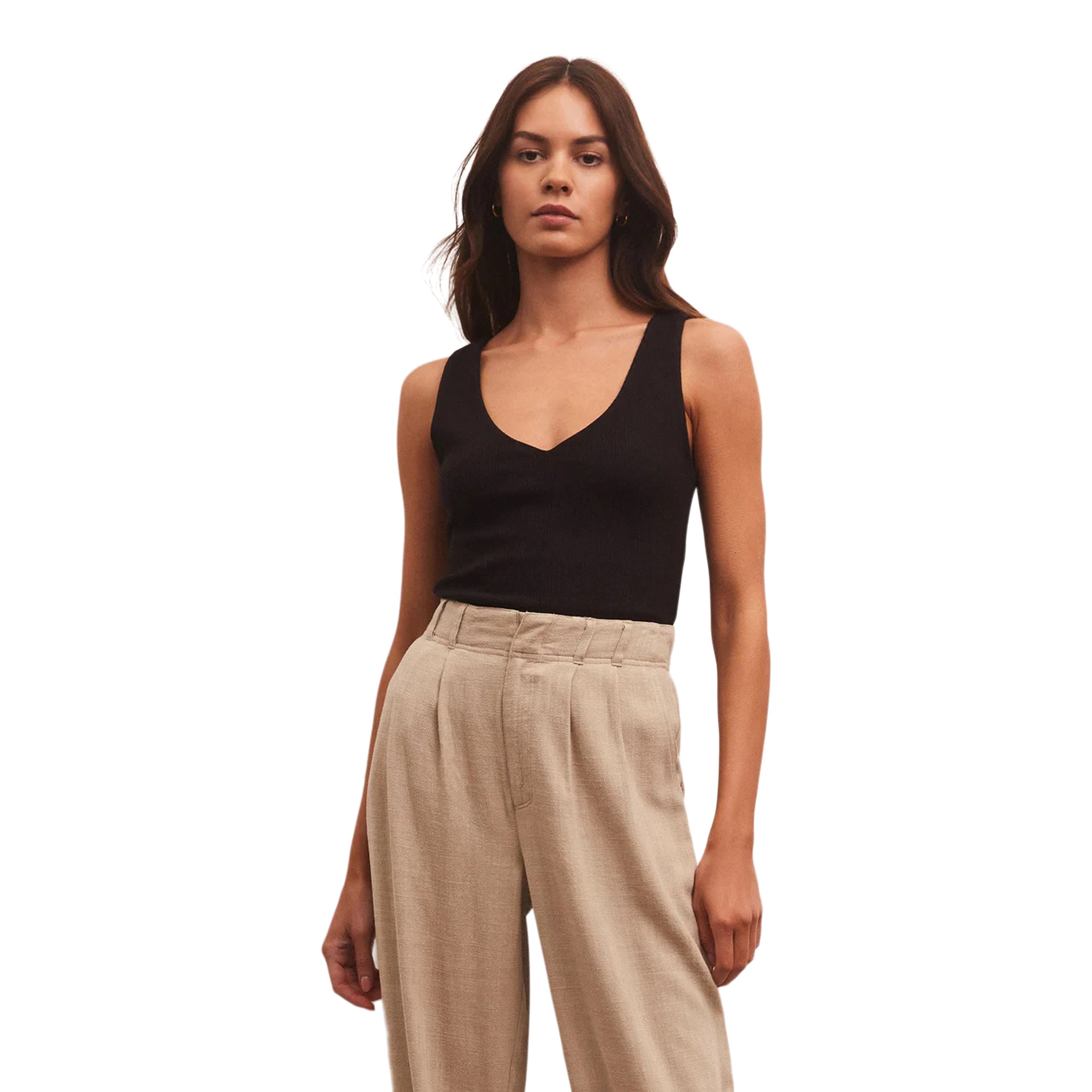 Avala V-neck Rib Tank Top - Denny's