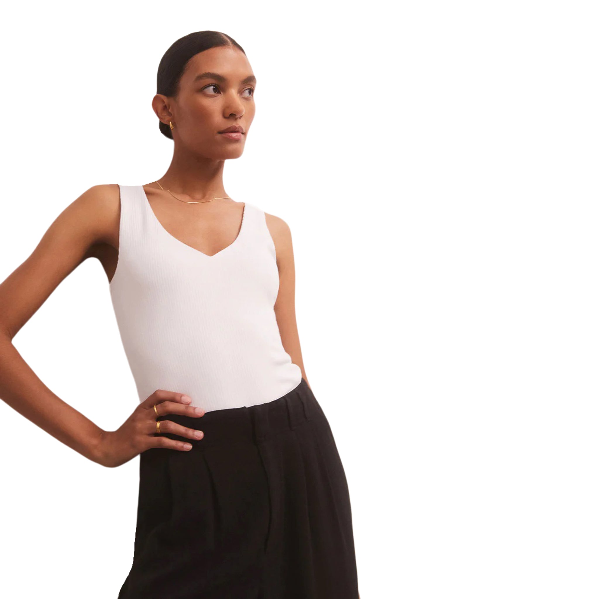 Avala V-neck Rib Tank Top - Denny's