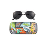Dino Comic Strip Case/Aviator Sunglasses Set