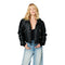 On The Rise Faux Leather Puffer Bomber Jacket - Denny's