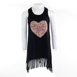 Jersey Fringe Dress with Sprinkle Heart - Denny's