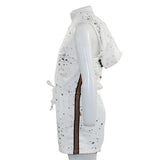 Short Sleeve Romper with Hoody and Star Foil Print - Denny's
