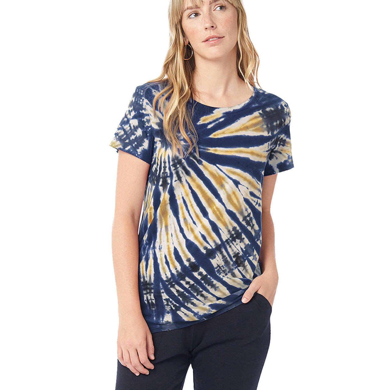 Navy Spiral Tie Dye Distressed Tee - Denny's