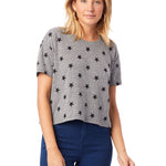 Short Sleeve Crop Tee with Grey Stars - Denny's