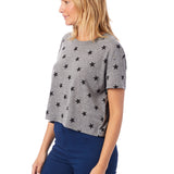 Short Sleeve Crop Tee with Grey Stars - Denny's