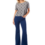Short Sleeve Crop Tee with Grey Stars - Denny's