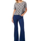 Short Sleeve Crop Tee with Grey Stars - Denny's