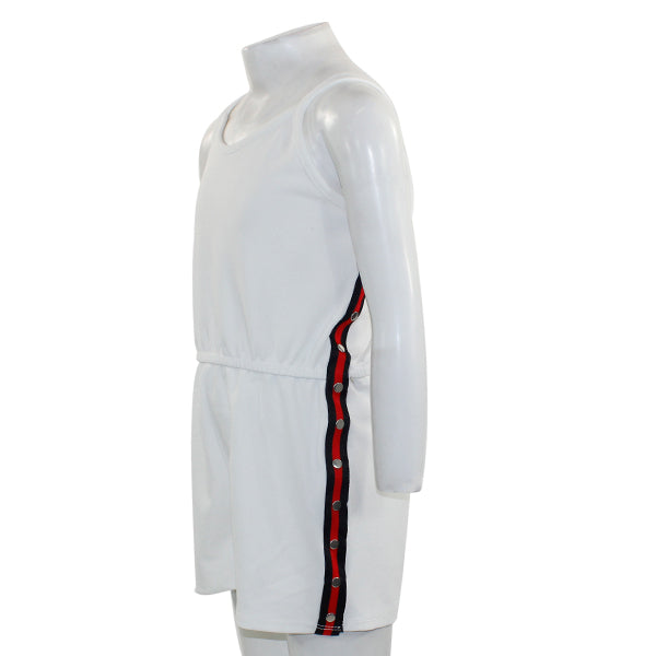 Romper with Red Stripe and Snaps - Denny's