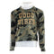 Camo Sweatshirt with Stripes & Gold Good Vibes - Denny's