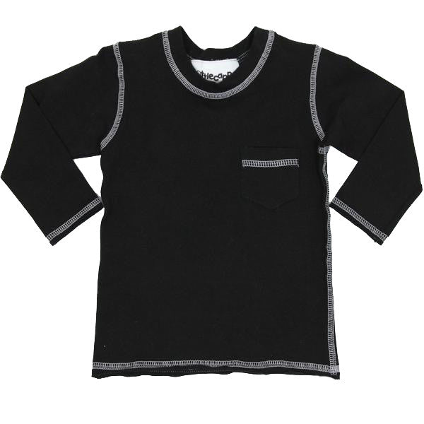 Long Sleeve Tee Black with Grey Stitching - Denny's