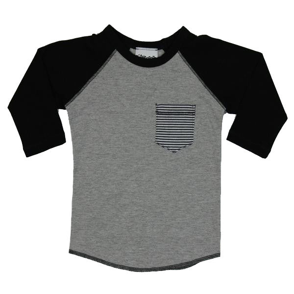 Raglan Gry Black with Stripe Pocket - Denny's