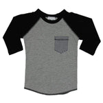 Raglan Gray Black w Stripe Pocket - Denny's