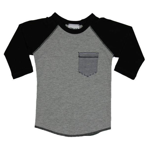 Raglan Gray Black w Stripe Pocket - Denny's