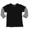 Long Sleeve Layered Tee Black w White Stripe Sleeve - Denny's