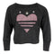 Long Sleeve Cropped Raglan with Pink Striped Heart - Denny's