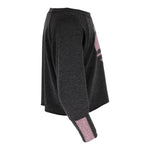 Long Sleeve Cropped Raglan with Pink Striped Heart - Denny's