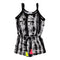 Black & White Tie Dye Romper with Neon Tassles - Denny's