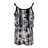 Black & White Tie Dye Romper with Neon Tassles - Denny's