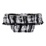Tie Dye Off Shoulder Cropped Top with Pom Poms - Denny's