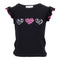 Ruffle Sleeve Top with Three Hearts Leopard and Pink Stitching - Denny's
