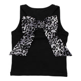 Black Tank with Leopard Bow - Denny's