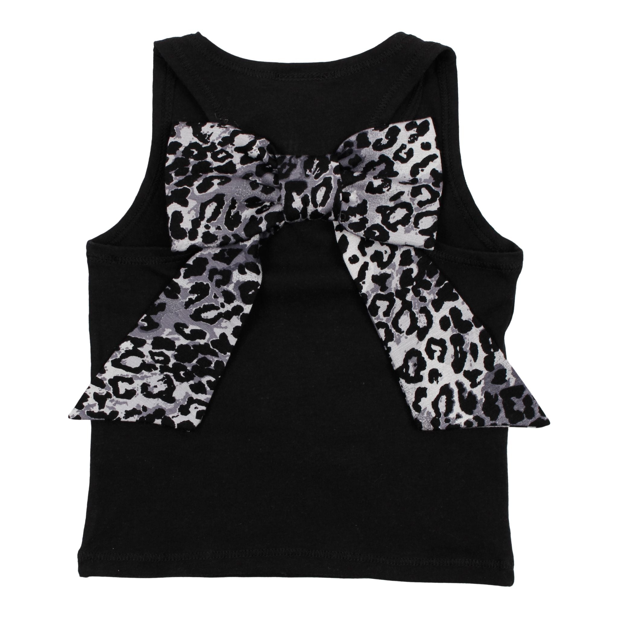 Black Tank with Leopard Bow - Denny's