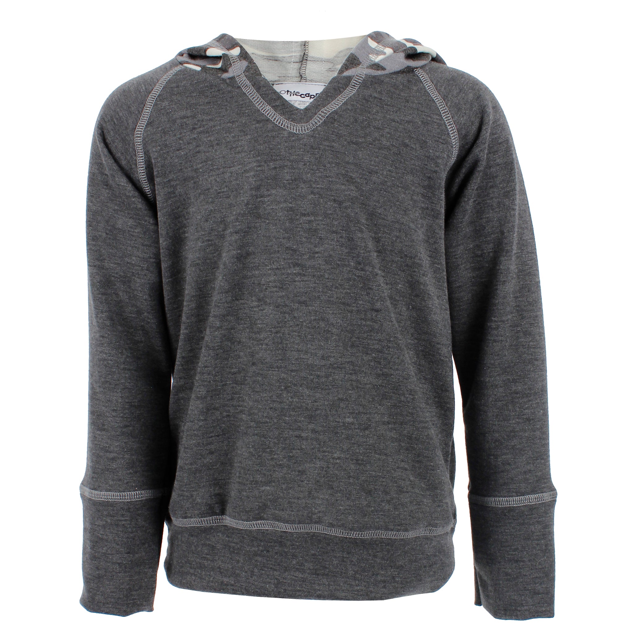 Solid Sweatshirt with Camo Hood and Stripe - Denny's