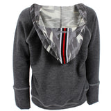 Solid Sweatshirt with Camo Hood and Stripe - Denny's